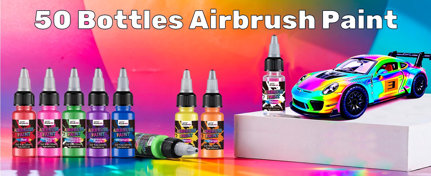 Airbrush Paint Set,42 colors with 3 Primers & 5 thinners,Water-Based Opaque &