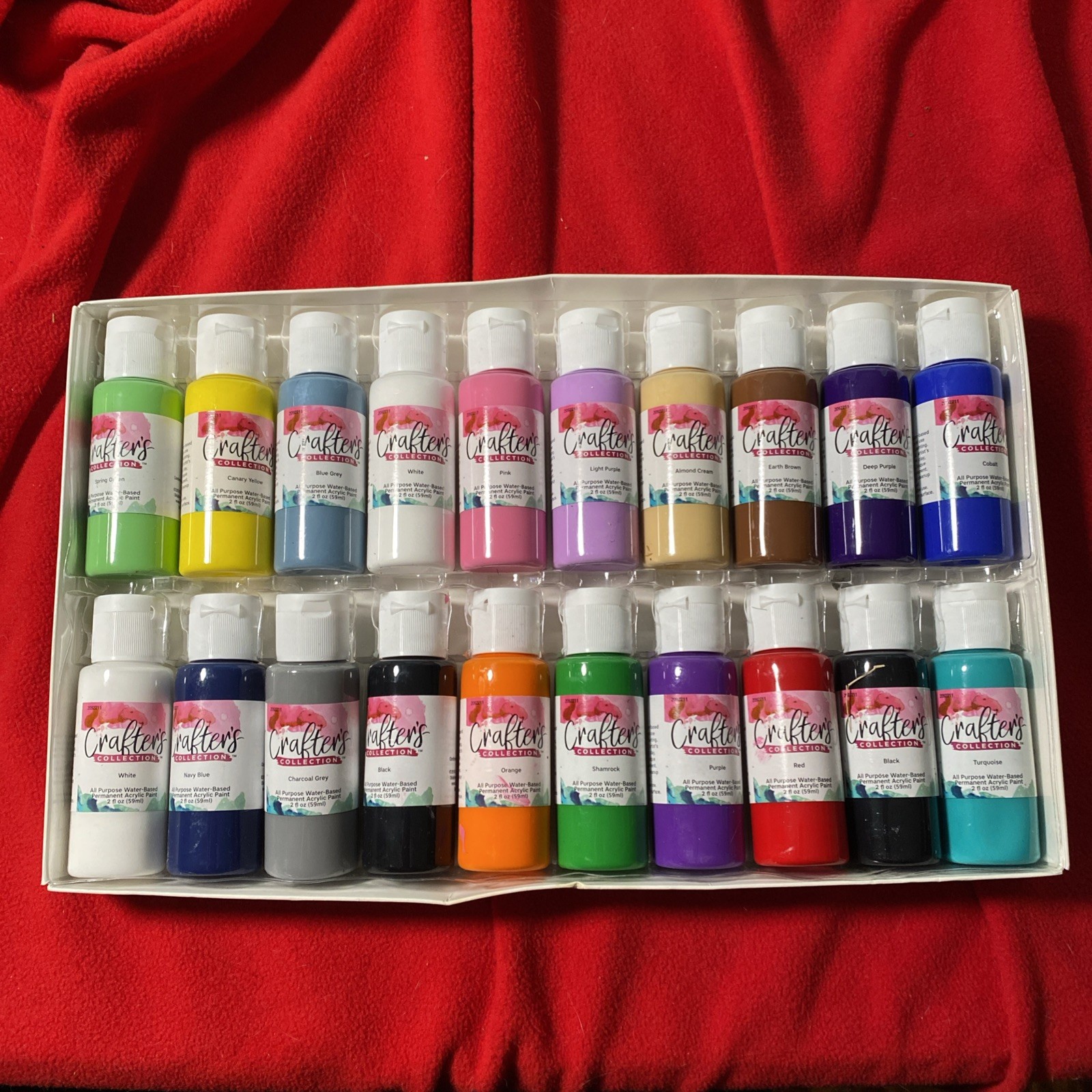 Crafter’s Acrylic Paint Set – Bright Colors, 20 Bottles (2 fl oz) – Easy Craft