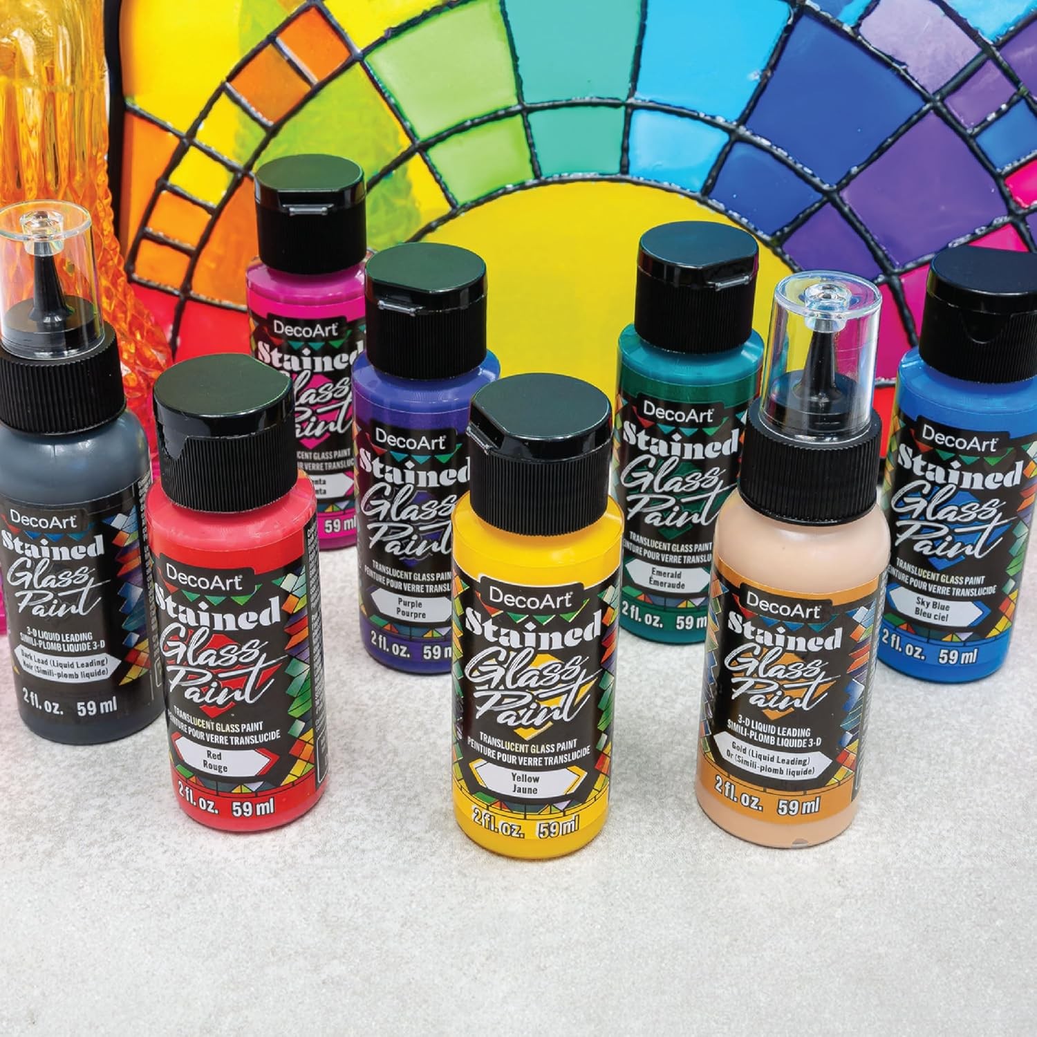 Stained Glass Acrylic Paint Combo Set – 10 Colors + 2 Liquid Dimensional