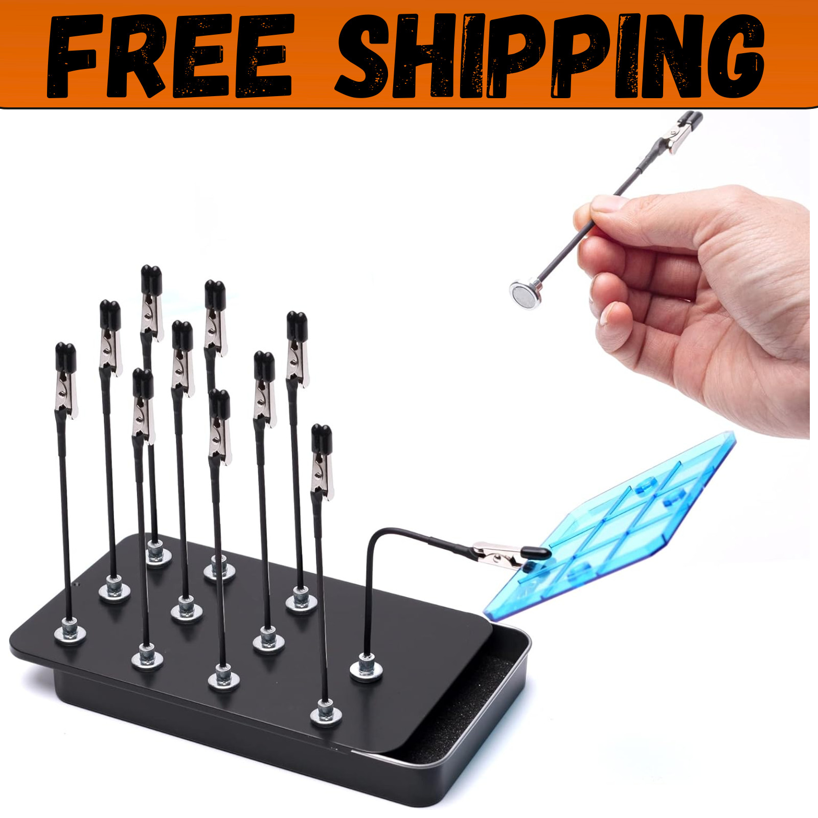 Model Painting Stand Base Holder and 12PCS Magnetic Bendable Alligator Clip Stic