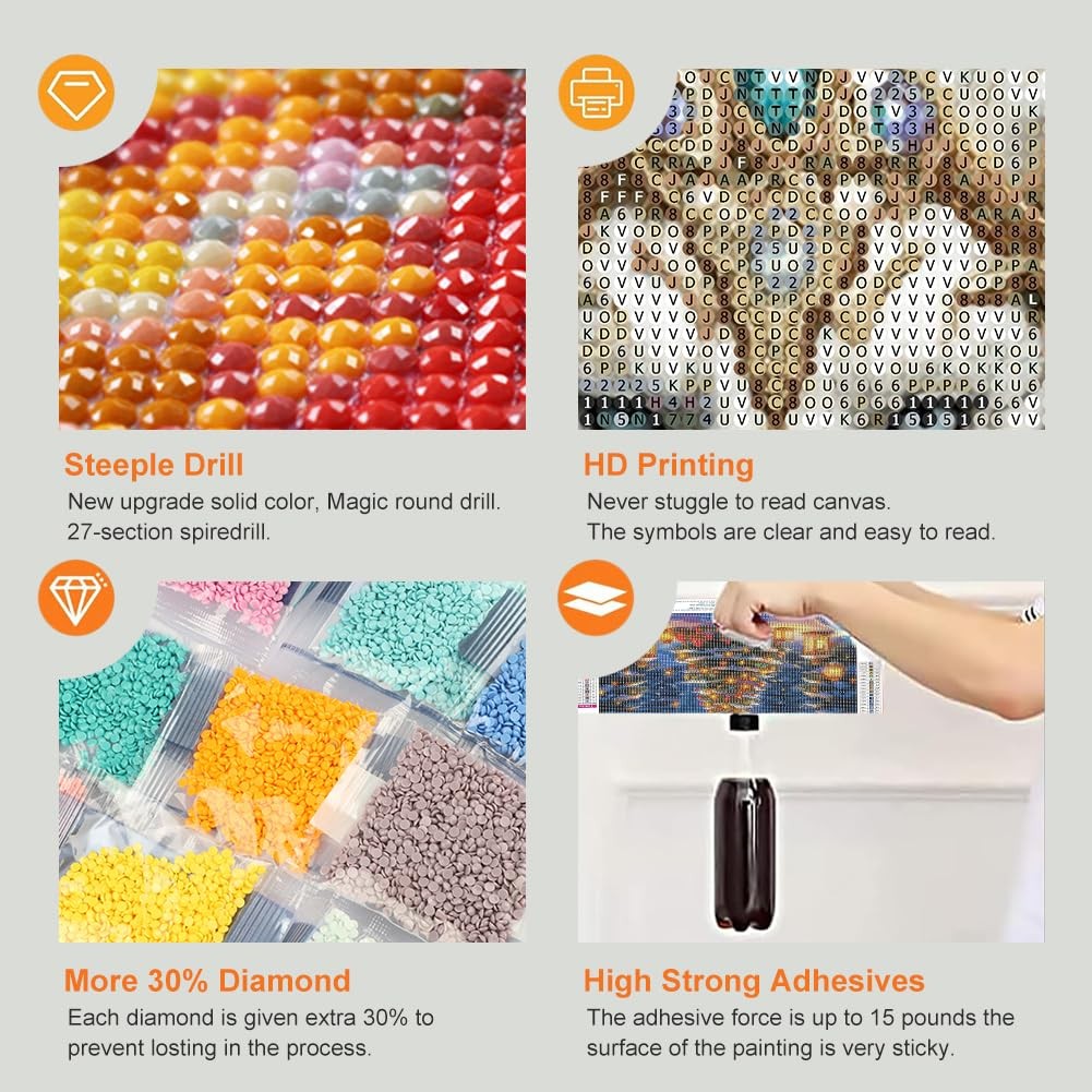 Lion Diamond Painting Kits for Adults, 5D DIY Full Drill Diamond Art Kits for Be