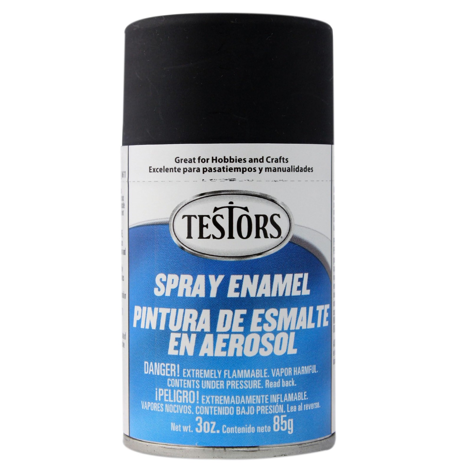 Testors 1249T Spray Paint Enamel, 3 oz Can, Flat Black for Plastic