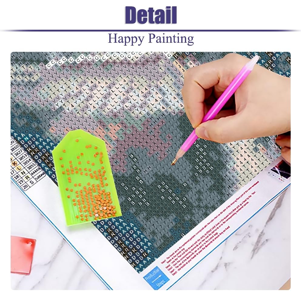 Halloween Witch’s Broom Diamond Painting Kits for Adults,5D DIY Full Drill Diamo