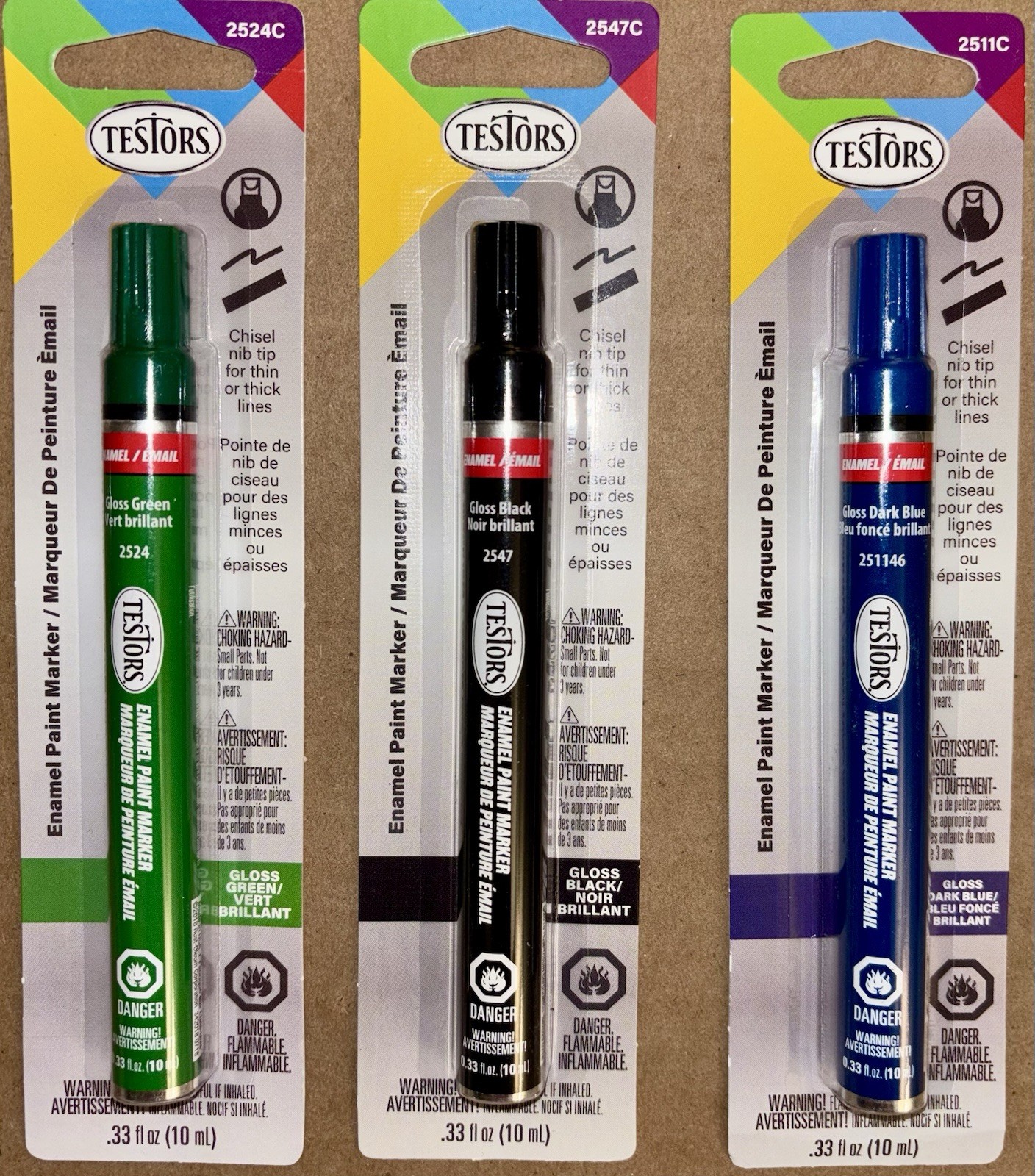Testors Enamel 9 Color Paint Markers Set Models Wood Glass Stone NEW Rust-Oleum