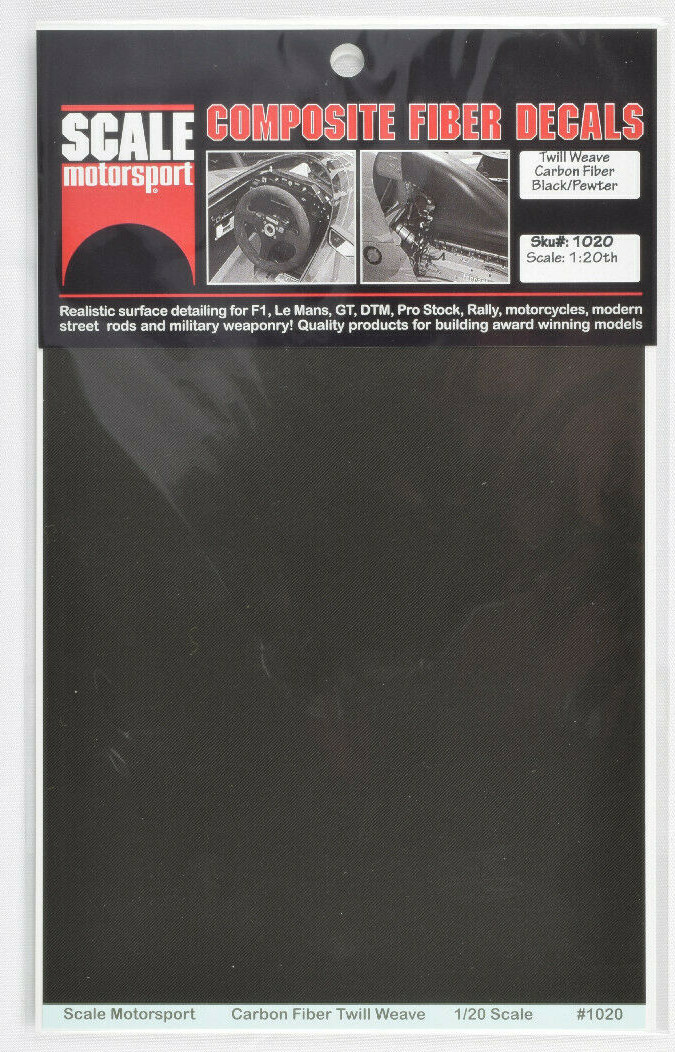 Scale Motorsport 1/20 Carbon Fiber Twill Weave Waterslide Decal Sheet 1020