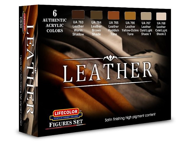 LifeColor Acrylic Paints Set Leather (6x 22ml) [To Realize Various Shades] CS30