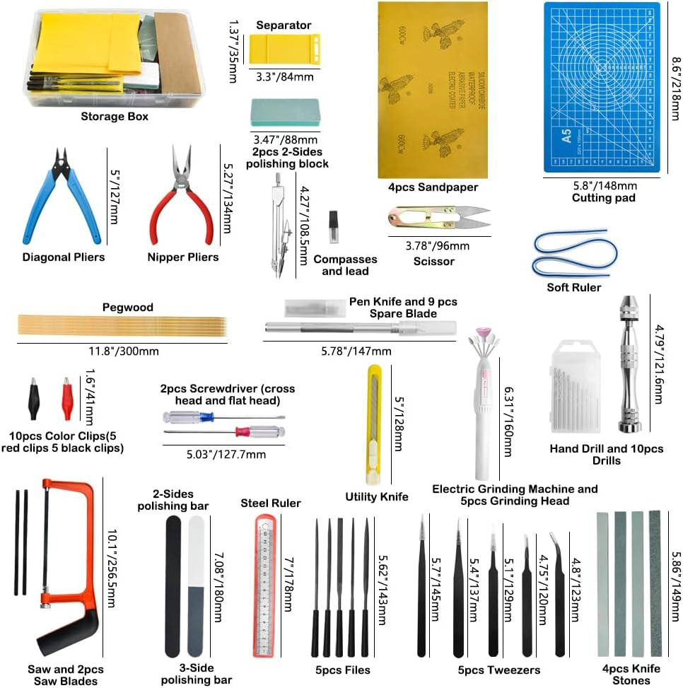 85 PCS Model Tools Kit Hobby Building Tool Craft Set Modeler Basic DIY Tools for