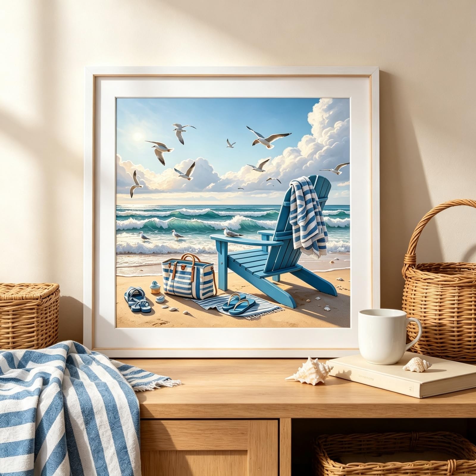 Beach 5D Diamond Painting Kit for Adults, Ocean Scene Diamond Art Kits | Full