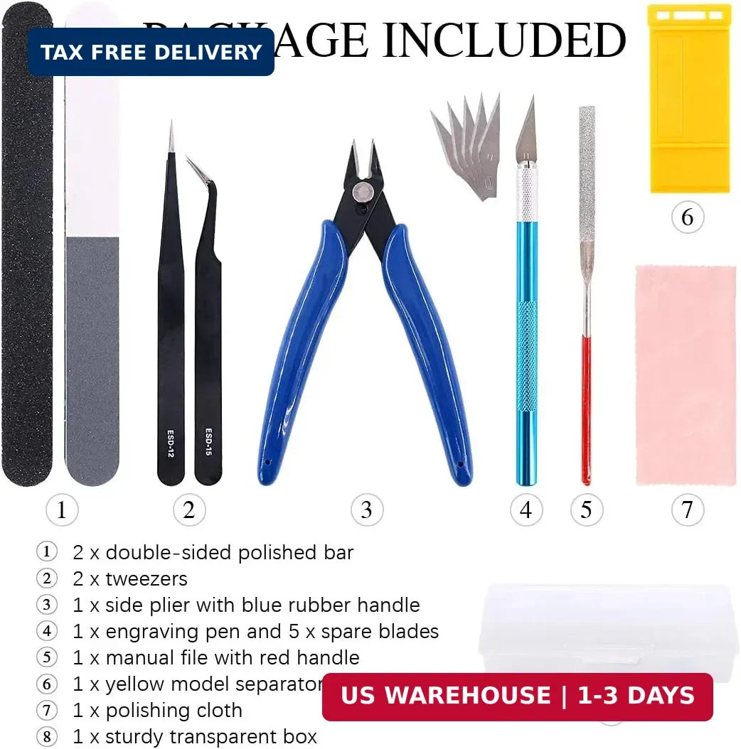 14Pcs Professional Modeler Basic Tools Craft Set Hobby Building Tools Kit with a