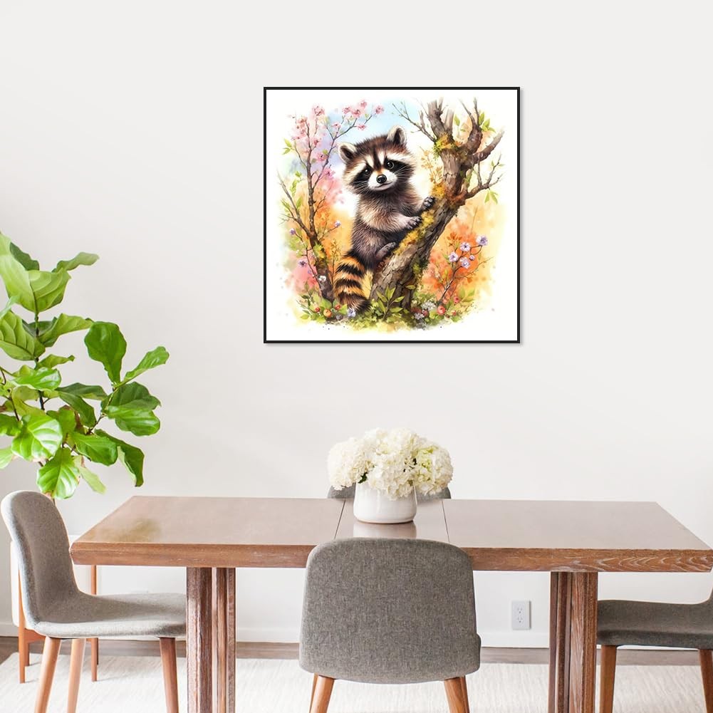 Anuver Raccoon Diamond Painting Kits for 12 inches by 12 inches, Multicolor