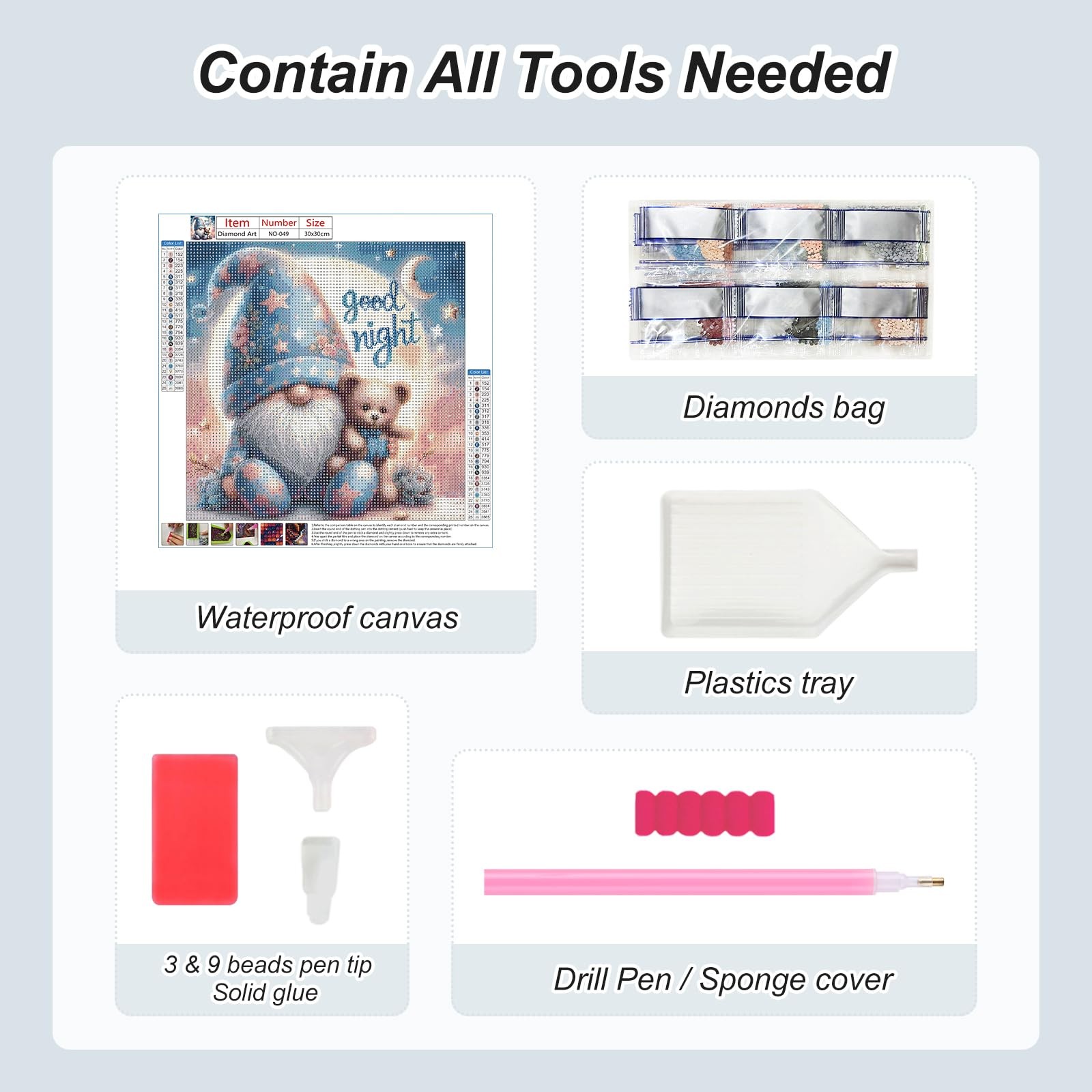 Gnome Diamond Art Kits for Adults, 5D Full Drill Round Diamond Painting Kit forr