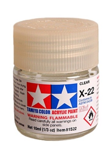 Tamiya 81522- Acrylic Model Paint – X-22 Clear – 10ml Jar T48 Post UK