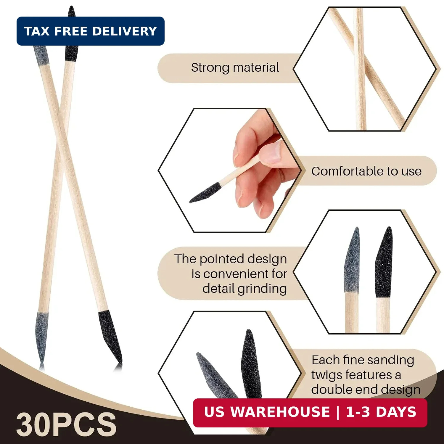 40 Pcs Model Sanding Sticks Set Include 10 Polishing Sticks Assorted 30 Double E