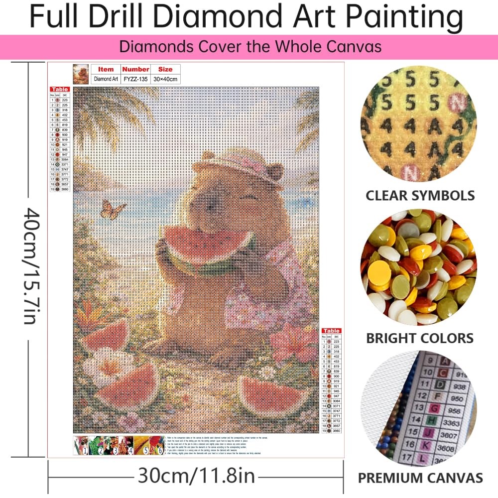 Capybara Diamond Painting Kit for Adults 12 x 16 Inch 5D DIY