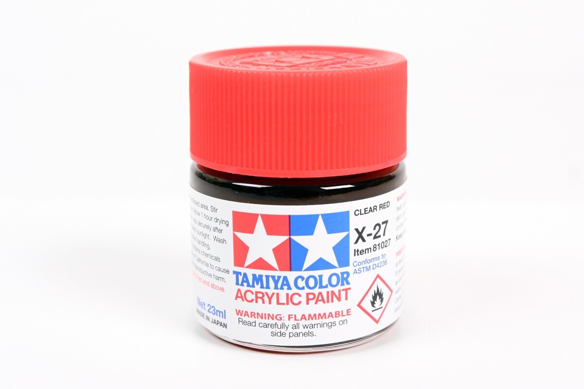 Tamiya 81027 X-27 Clear Red Acrylic Paint 23ml Large Bottle – US
