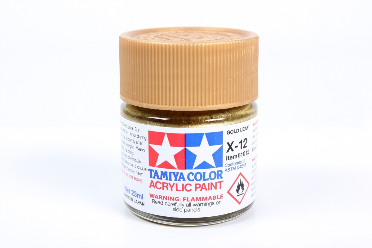 Tamiya 81012 X-12 Gold Leaf Acrylic Paint 23ml Large Bottle – US