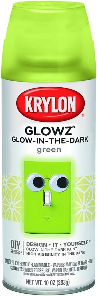 Krylon K03051000 Glowz® Glow-in-The-Dark Paint, Green Glowz – 10 Ounce