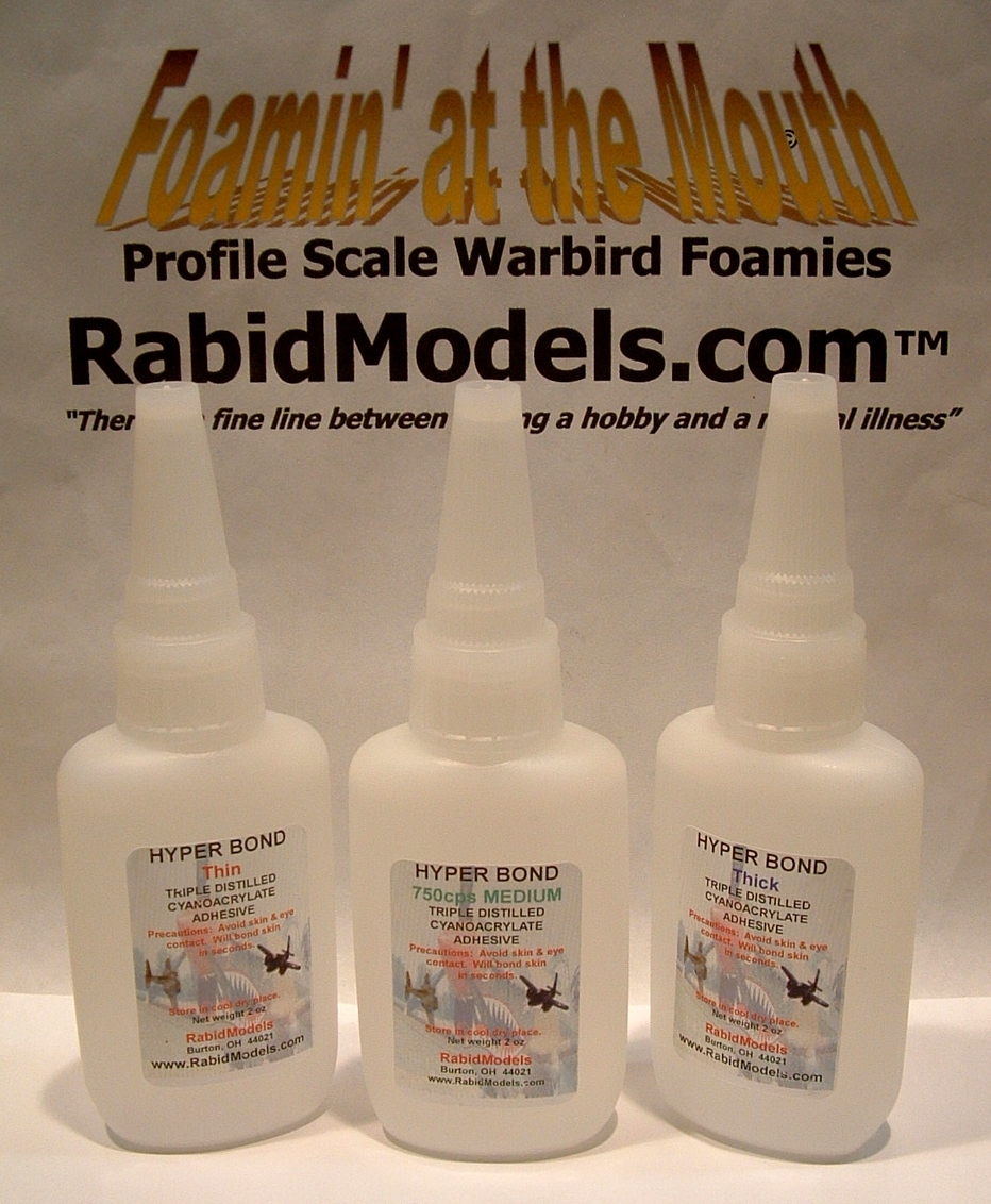 THREE x 2oz HYPERBOND CA SUPER GLUE Cyanoacrylate w/Pin-Cap -SHIPPING INCLUDED
