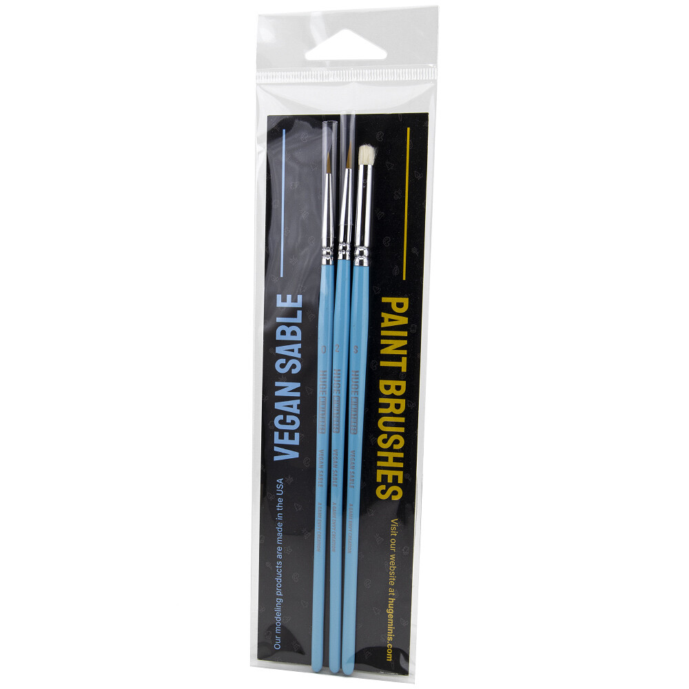 Huge Miniatures Paint Brushes, Vegan Sable Acrylic Watercolor Bundle – 3 Pcs