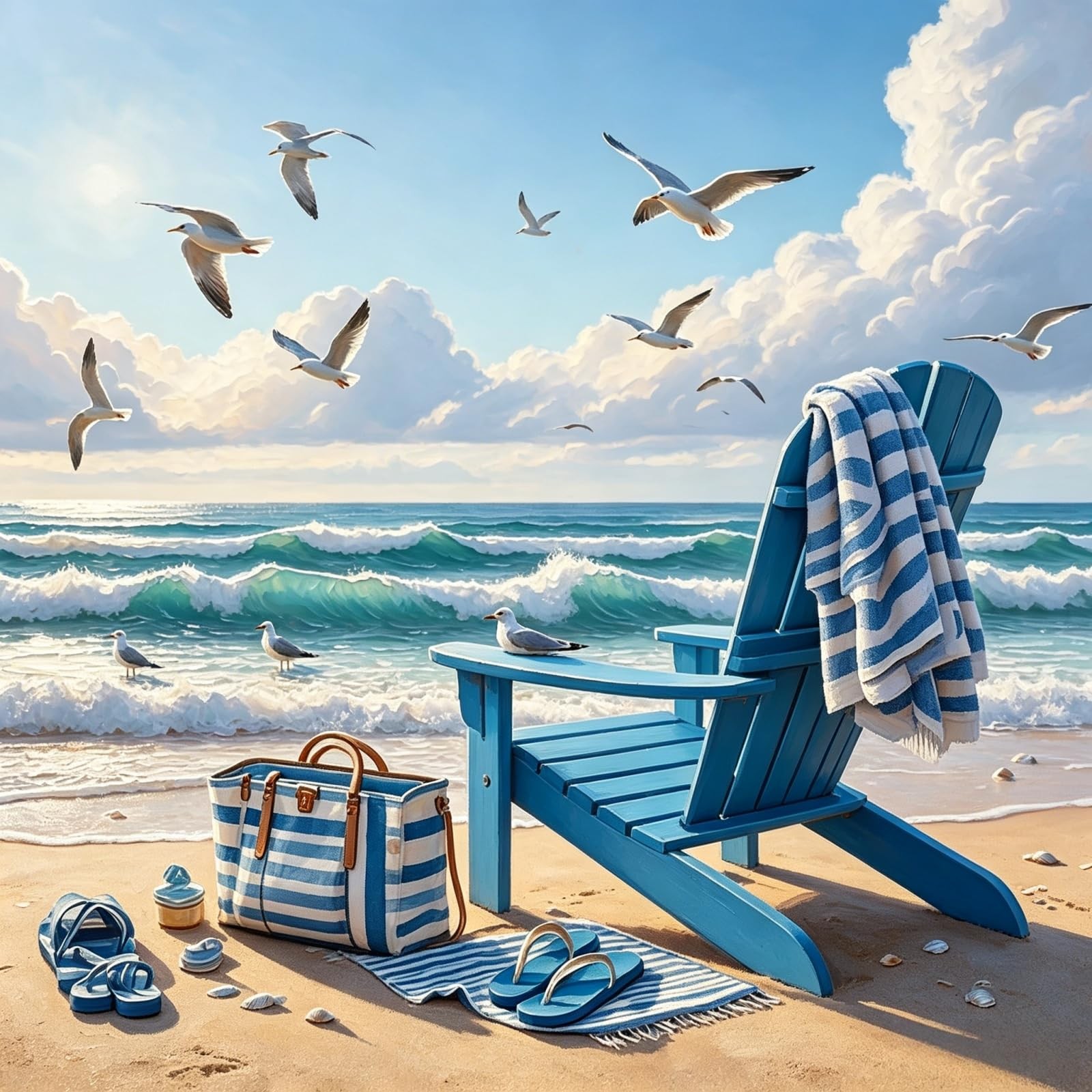 Beach 5D Diamond Painting Kit for Adults, Ocean Scene Diamond Art Kits | Full