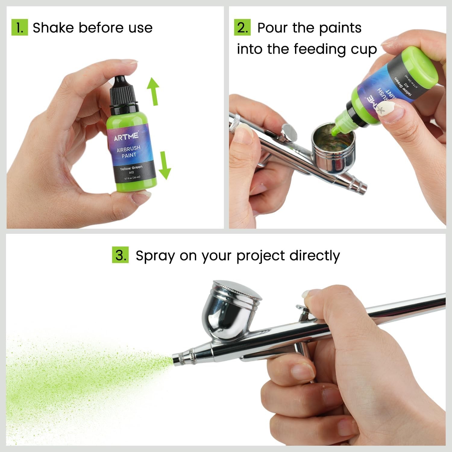 Airbrush Paint, 42 Colors with 3 Thinner, Ready to Spray, Opaque & Water Based