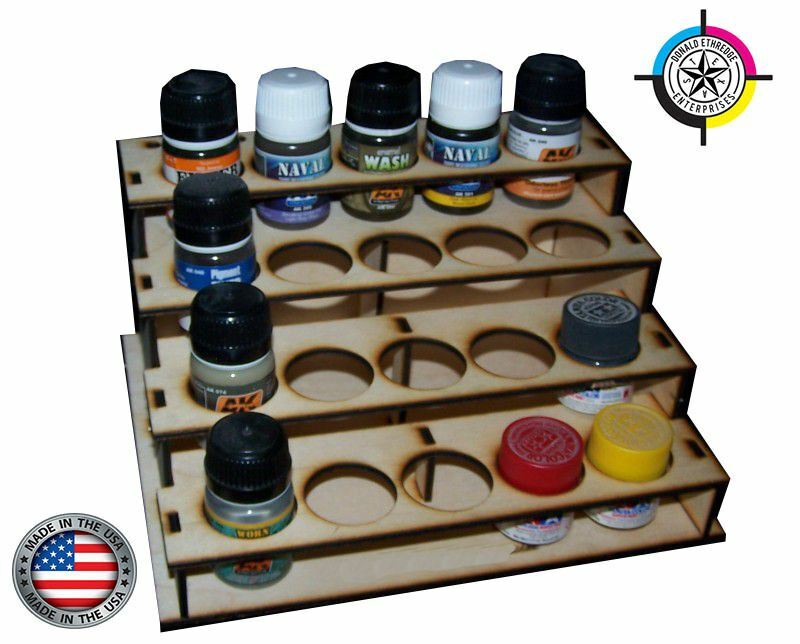 Wood Paint Bottle Rack Organizer for AK Paint – 20 Bottle Version