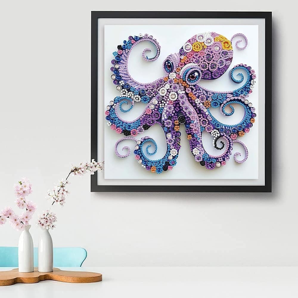 3 Pack Special Shape Diamond Art Kits for Adults, Marine Animal 5D Diamond Paint