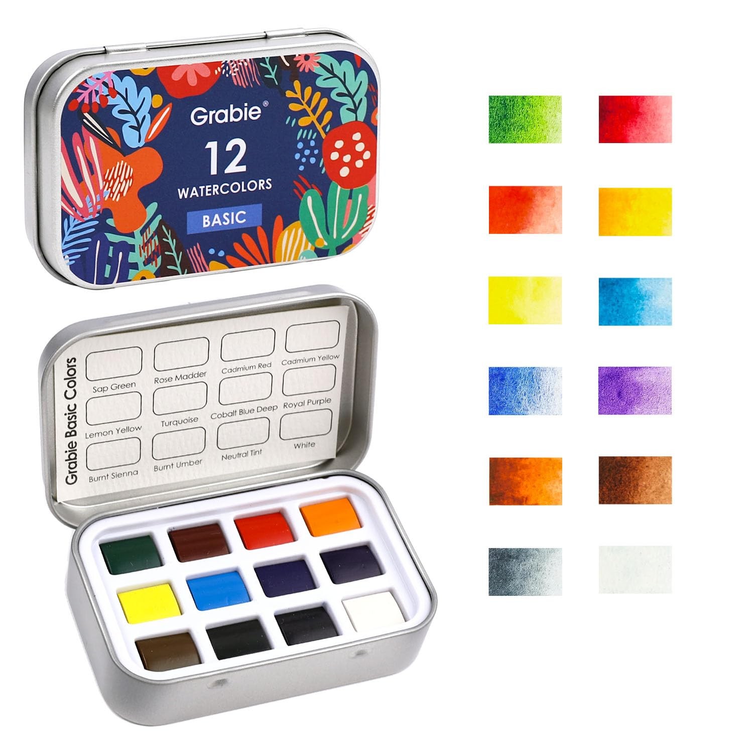 12 PCS Essential Color Pocket Travel Watercolor Paint Set Art Supplies