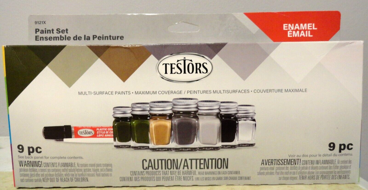 TESTORS 9121 Enamel Paint AIRCRAFT finishing Set 6 colors CEMENT PEN model plane
