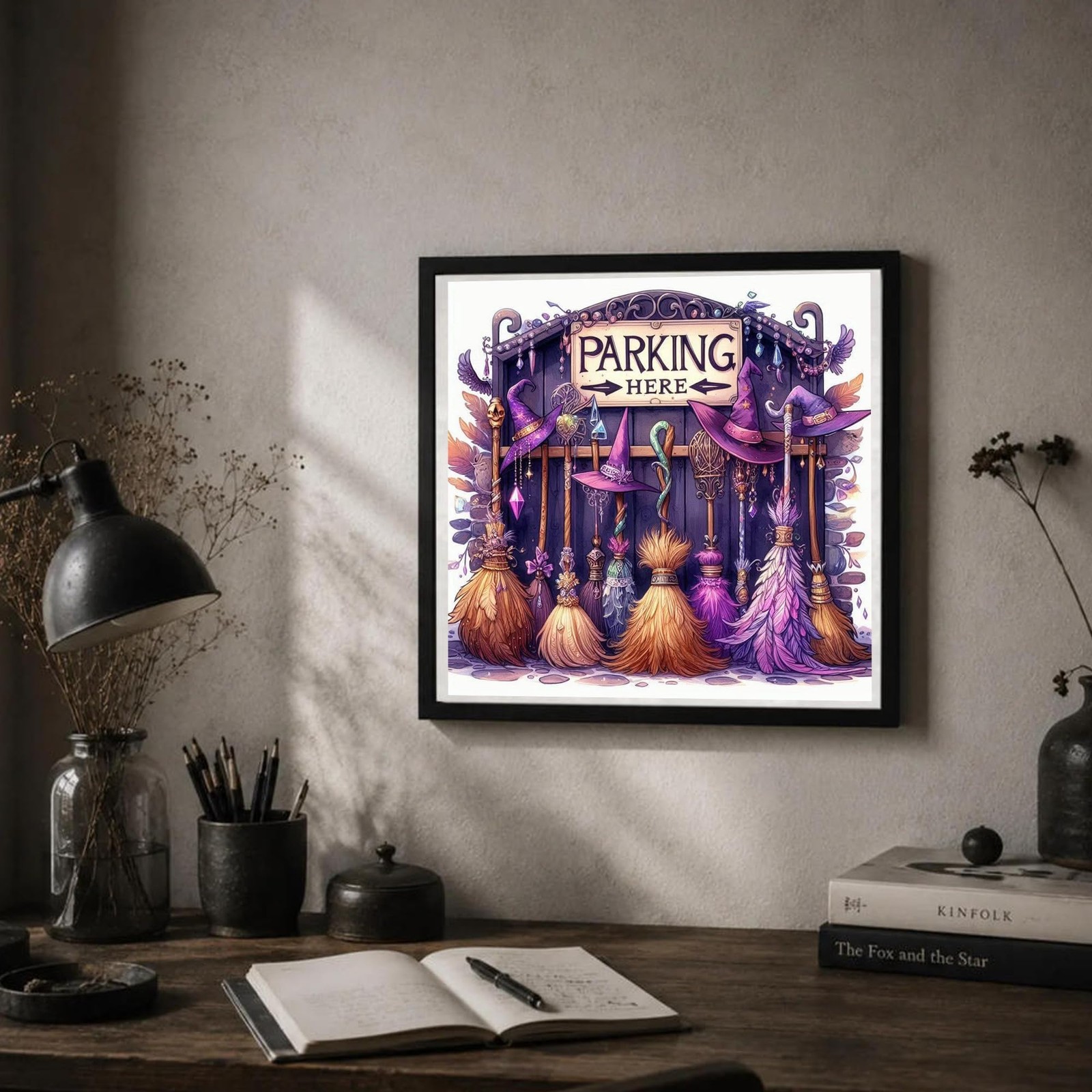Halloween Witch’s Broom Diamond Painting Kits for Adults,5D DIY Full Drill Diamo