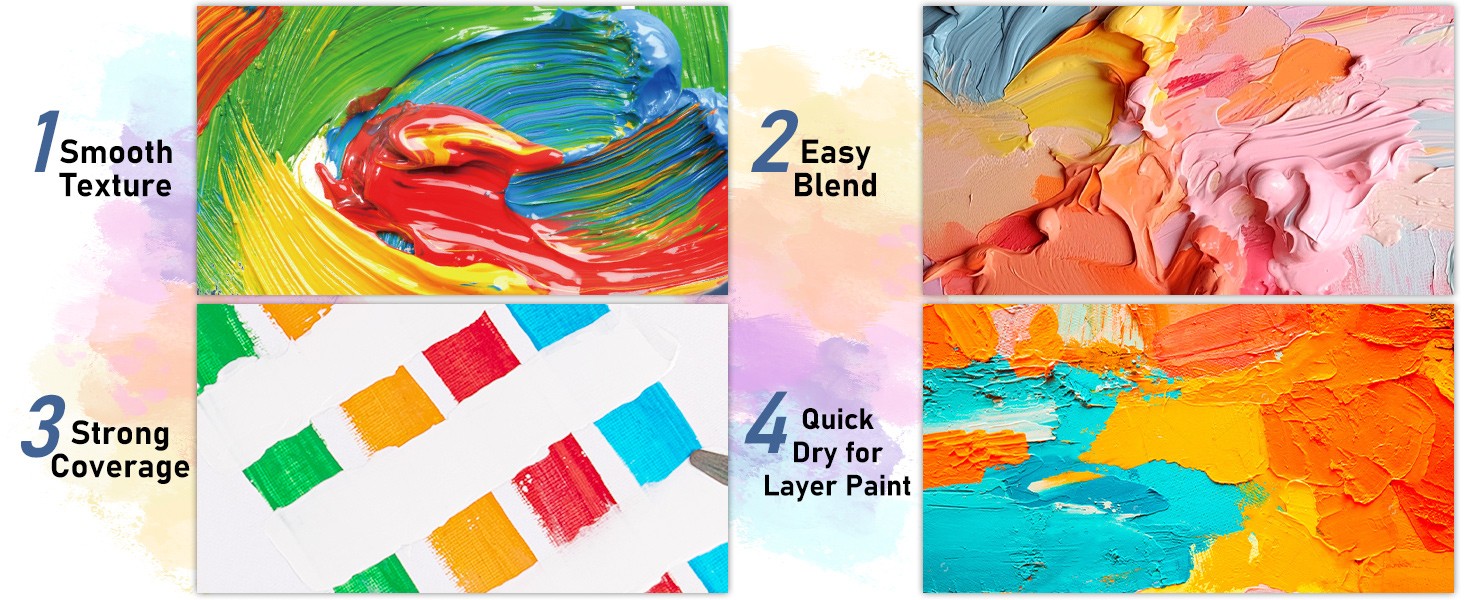 15 Colors Large Acrylic Paint Set (16.9 oz,500 ml), Bulk Acrylic Paint Non-Toxic