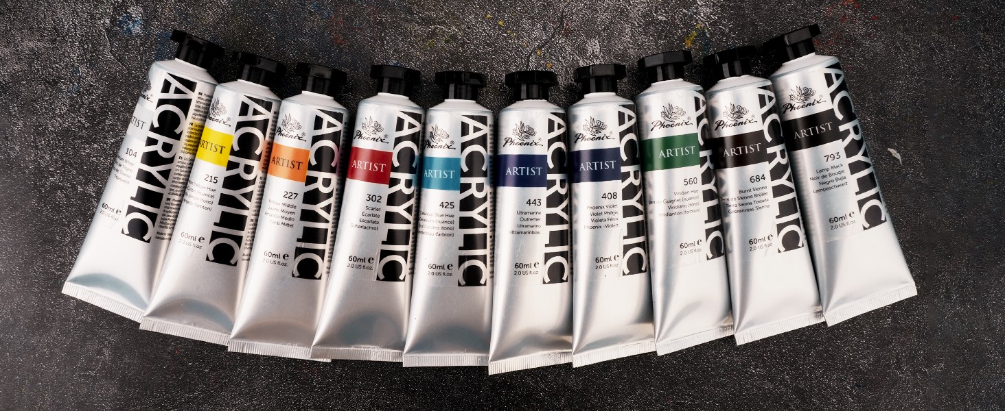 Heavy Body Acrylic Paint – 2 Oz. x 12 Tubes, Slow Drying Speed Paints, Thick Art