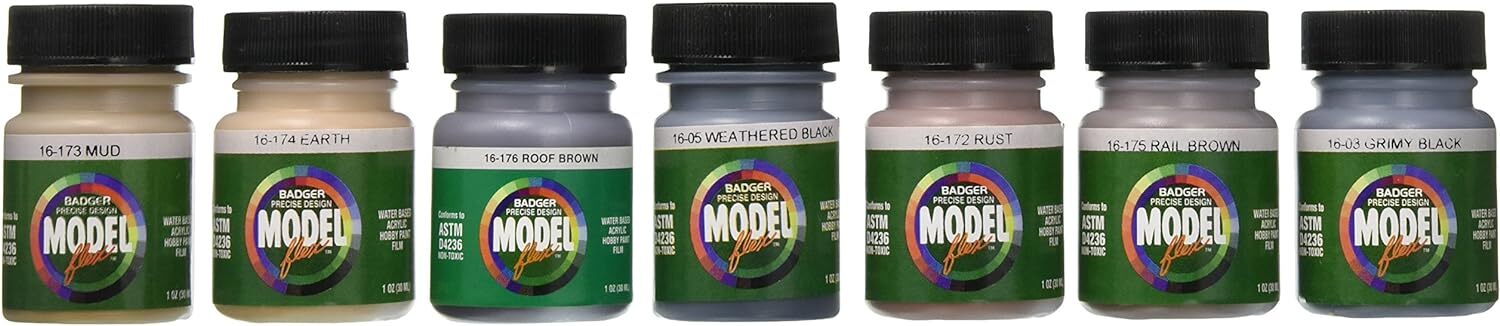 Modelflex Railroad Airbrush Paint-weathering Colors, 7 Oz
