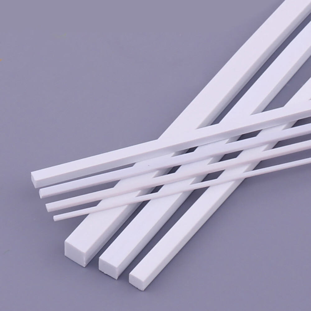 White Solid Square Rod Bar ABS Styrene Plastic Modeller 1-10mm Width Long 250mm
