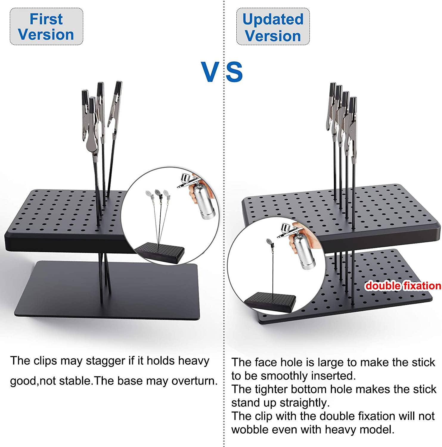 **GJJC09B Painting Stand Base with 20 Alligator Clip Sticks Model Holder Set**