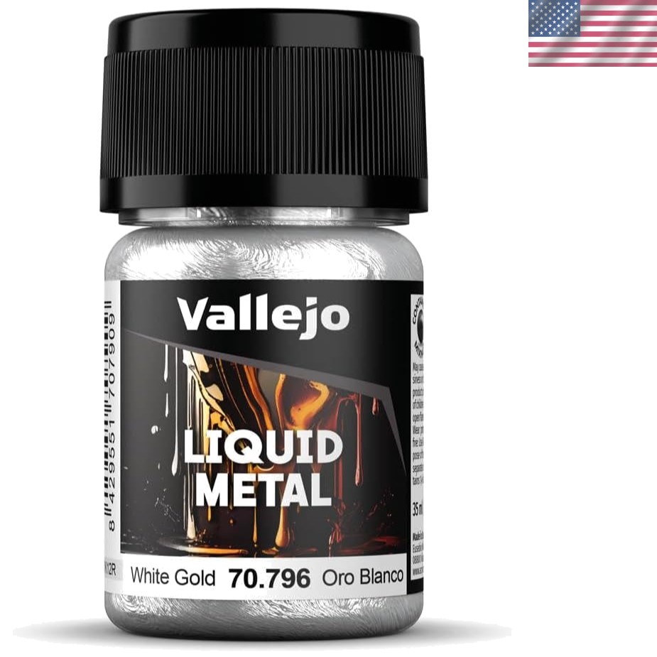 Liquid Metal White Gold 35 ml: Quick-Dry Watercolor for Metal & Plastic