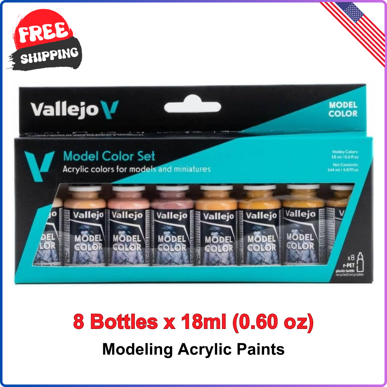 Vallejo – Model Color Face & Skin Tones Set | Modeling Acrylic Paints, 8 Bottles