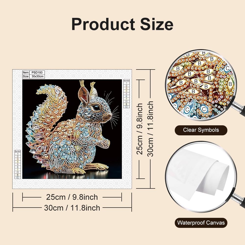 Squirrel Diamond Painting Kit for Adults 12 x 12 Inch 5D DIY