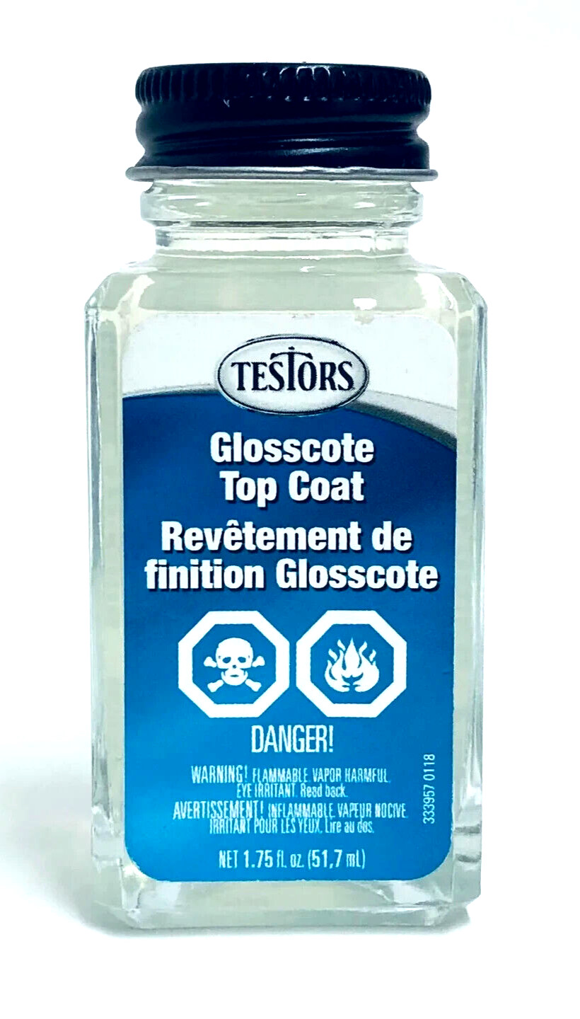 Testors 1161 Glosscote Lacquer Gloss Clear Paint 1.75 Fl Oz Glass Bottle