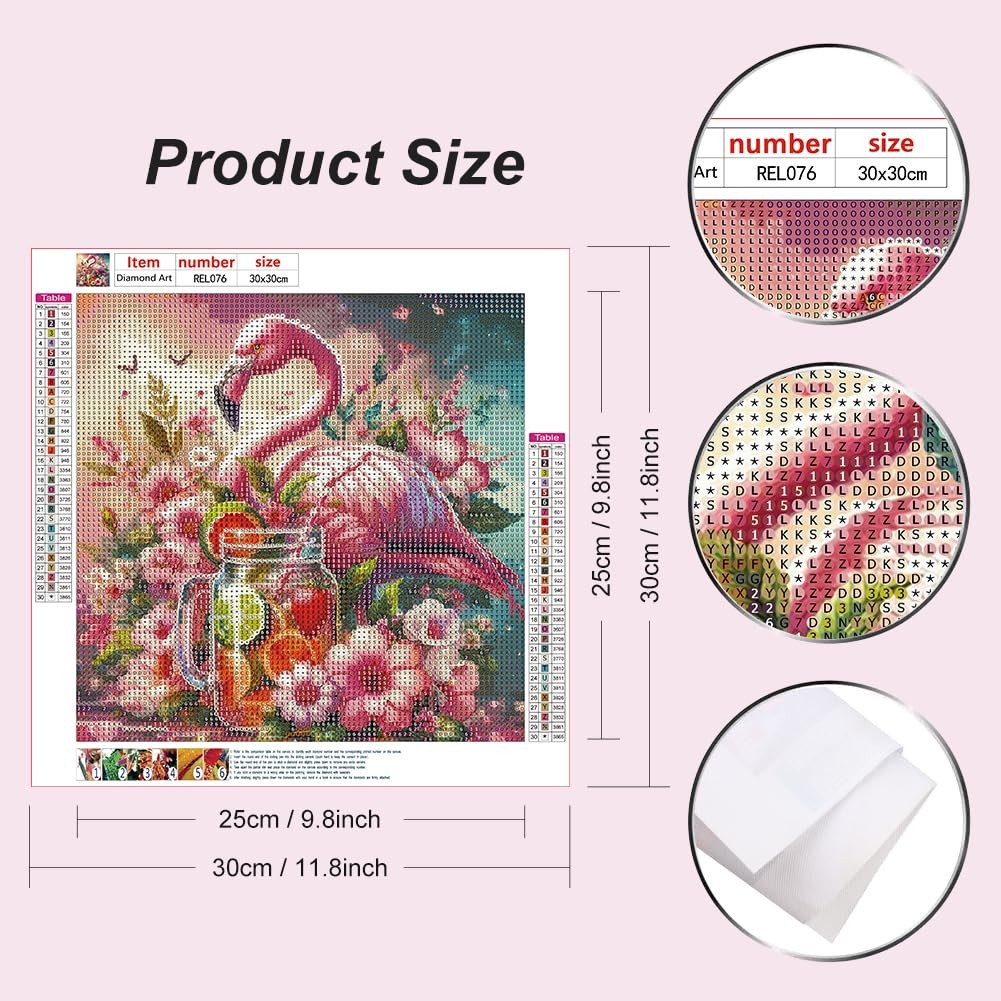 Flamingo Diamond Painting Kits for Adults, 5D DIY Diamond Art Kits for Beginner,