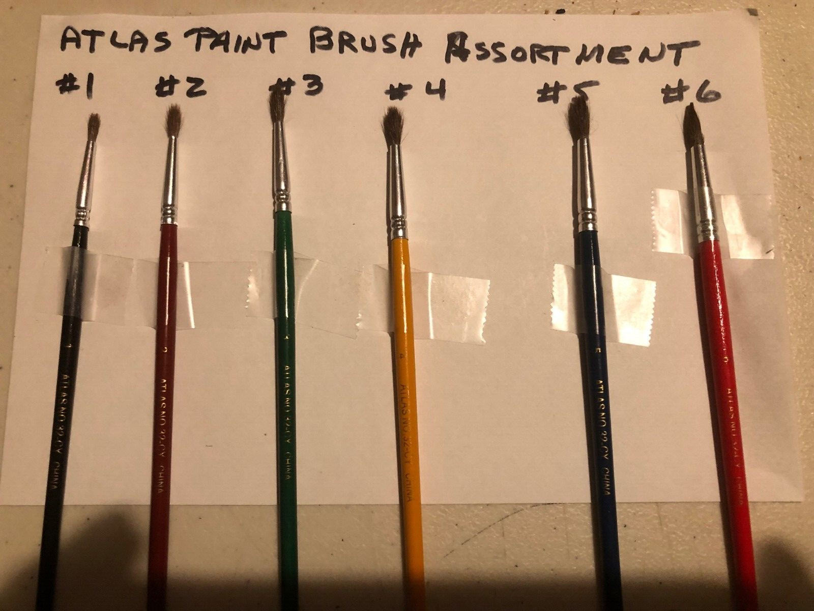 Atlas Brush Model Paint Assortment 1 each of #1 thru #6 HH