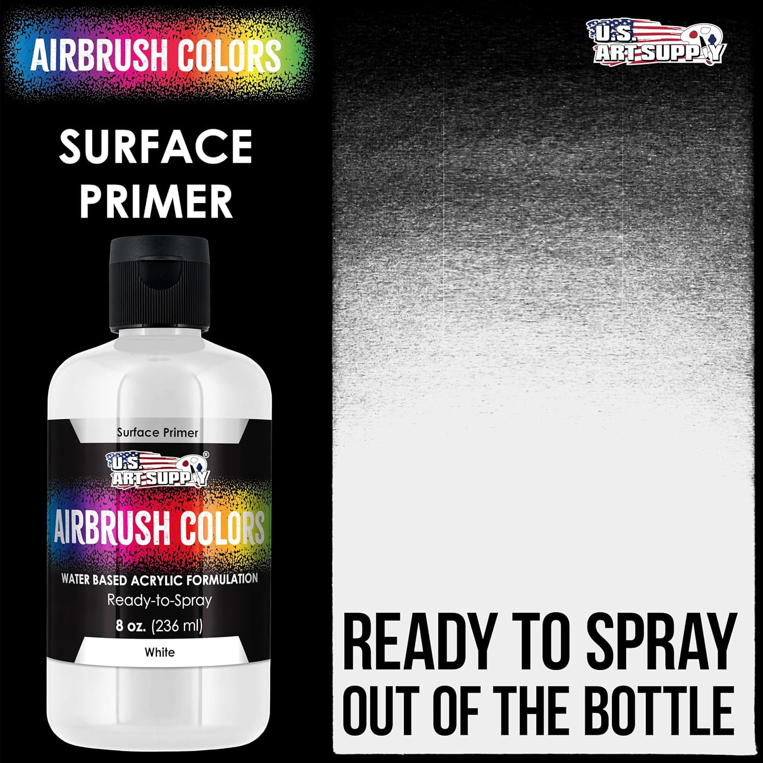 White Surface Primer Airbrush Paint, 8 Oz – Acrylic Primer Paint, Ready-To-Spra