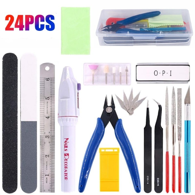 24Pcs Compatible for Gundam Modeler Basic Tools with Duty Plastic Container