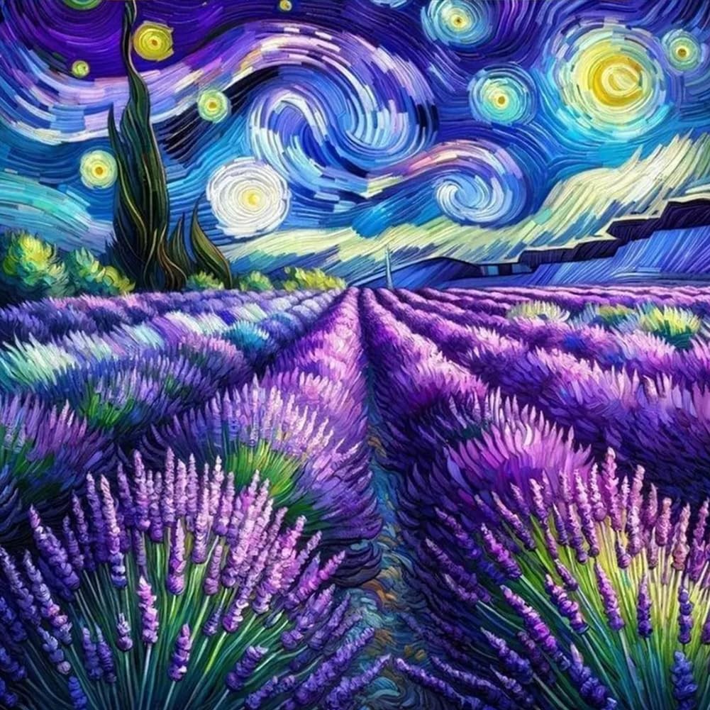Diamond Art Painting Kits for Adults Lavender, Flower Round Full Drill Diamond..
