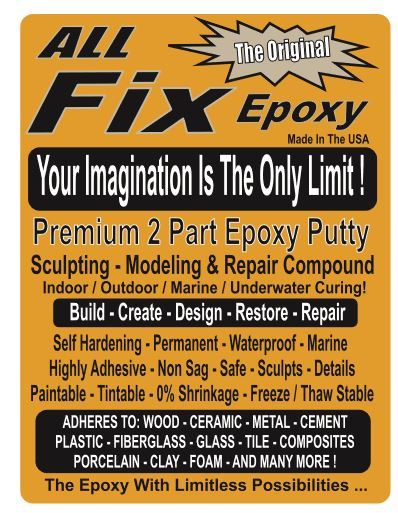 MOLD-ABLE EPOXY PUTTY – CURES ROCK HARD SHAPES COLOR BLEND FILLS SEALS 1001 USES