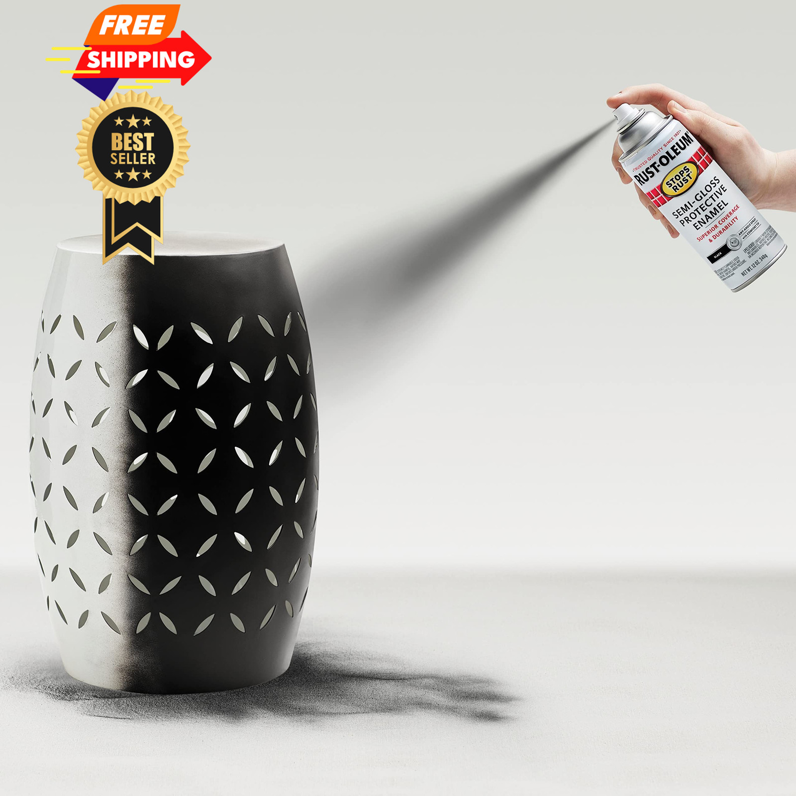 Rust-Oleum 7798830 Stops Rust Spray 12 Ounce (Pack of 1), Semi-Gloss Black