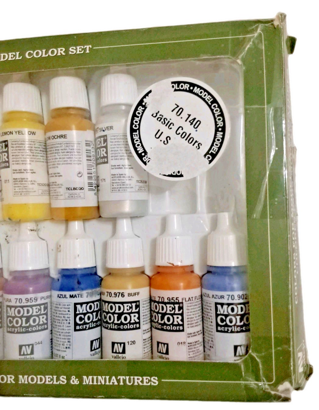 Vallejo 70140 Basic Colors USA Set of 14 (2 Missing) Acrylic Paint Open Unused