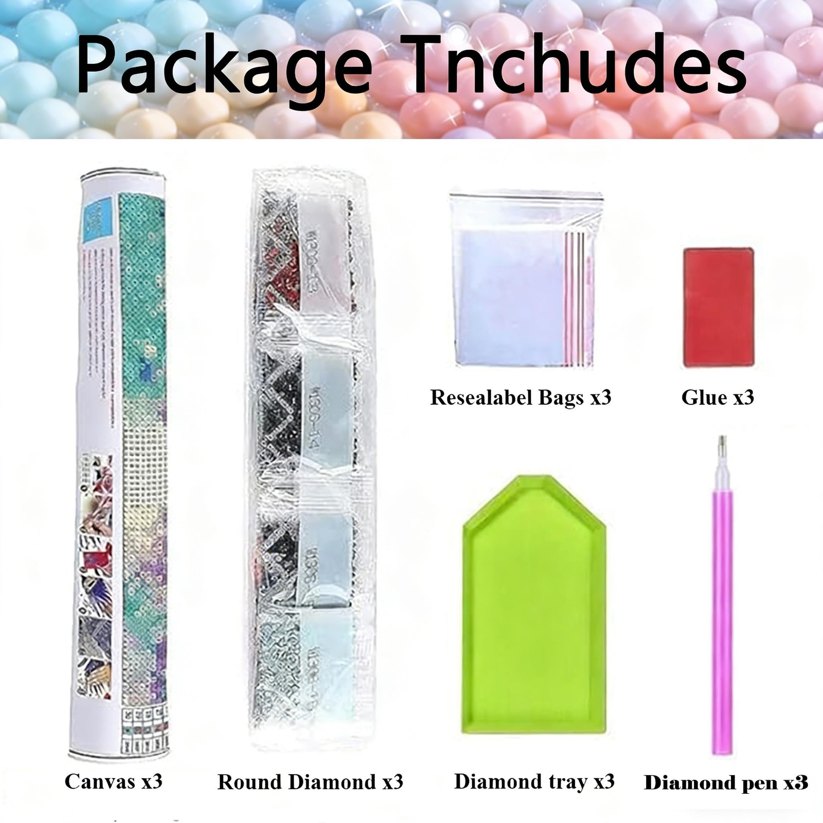3 Pack Special Shape Diamond Art Kits for Adults, Marine Animal 5D Diamond Paint