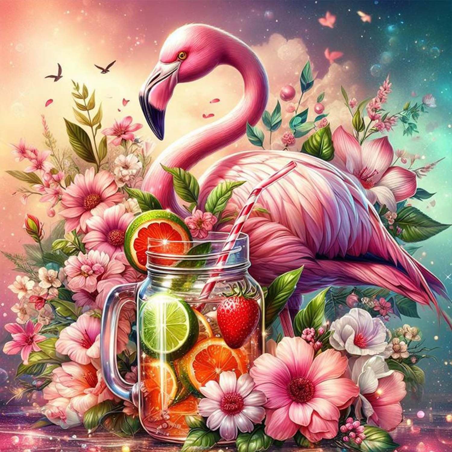 Flamingo Diamond Painting Kits for Adults, 5D DIY Diamond Art Kits for Beginner,