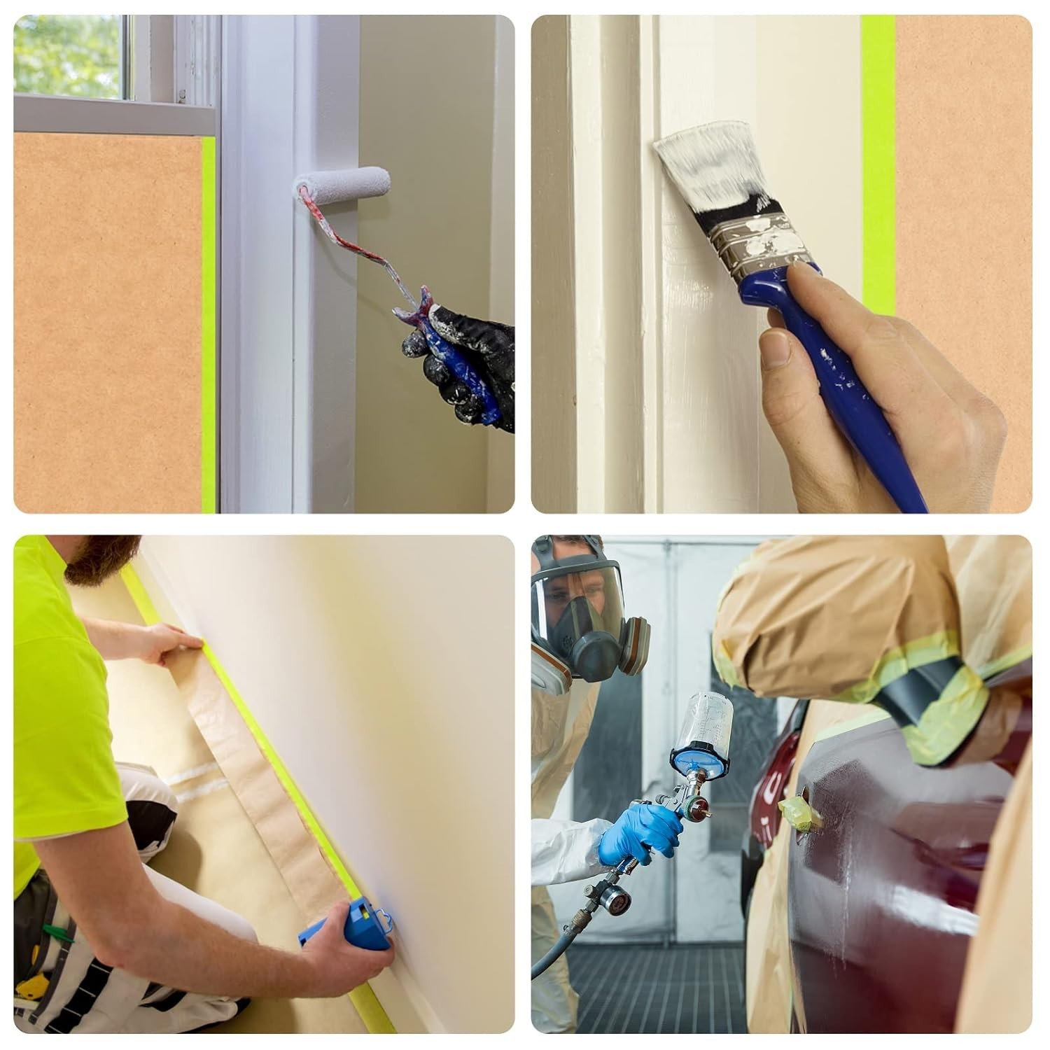 Waterproof Pre-Taped Masking Paper Roll 12in x 50ft – Perfect for Easy Painting